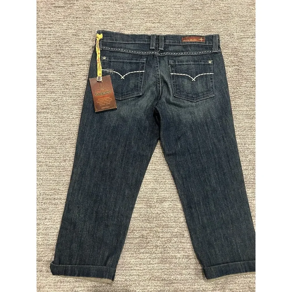 Flying Monkey Capri Jeans Juniors Dark Wash Stretch Mid Rise, Womens Sz 7, NWT